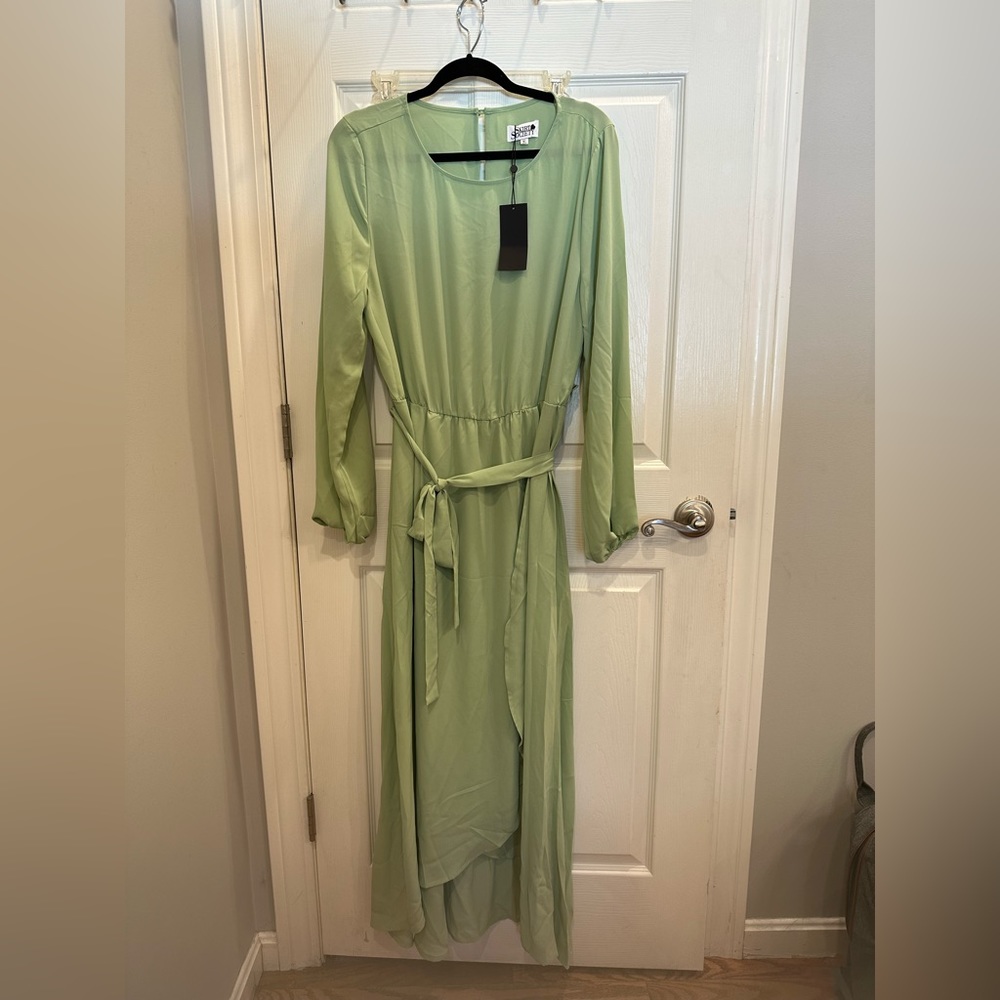 XL mint green chiffon maxi dress